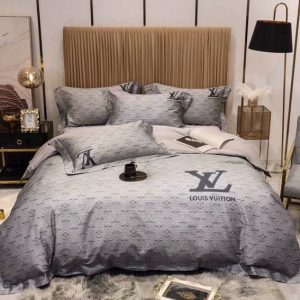 Louis Vuitton Logo Brand Bedding Set Home Decor Luxury Bedroom Bedspread