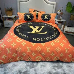 Louis Vuitton Logo Brand Bedding Set Bedroom Luxury Home Decor Bedspread