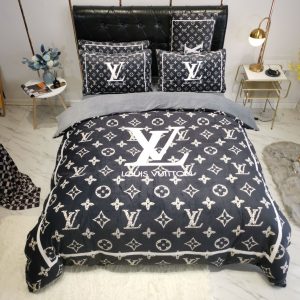 Louis Vuitton Logo Brand Bedding Set Home Decor Luxury Bedroom Bedspread