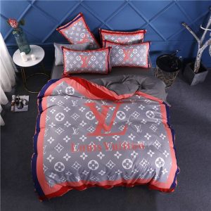 Louis Vuitton Logo Brand Bedding Set Home Decor Bedroom Bedspread Luxury