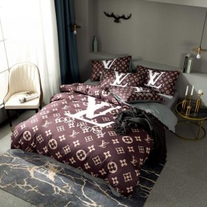 Louis Vuitton Logo Brand Bedding Set Home Decor Luxury Bedspread Bedroom