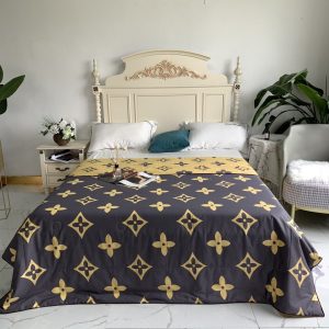 Louis Vuitton Logo Brand Bedding Set Bedroom Luxury Bedspread Home Decor