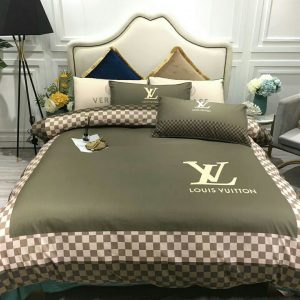 Louis Vuitton Logo Brand Bedding Set Home Decor Luxury Bedspread Bedroom