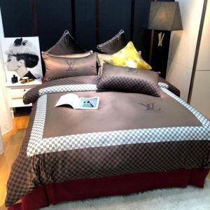 Louis Vuitton Logo Brand Bedding Set Bedroom Bedspread Home Decor Luxury