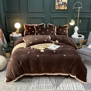 Louis Vuitton Logo Brand Bedding Set Luxury Bedspread Home Decor Bedroom