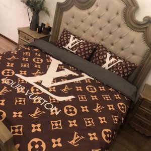 Louis Vuitton Logo Brand Bedding Set Home Decor Bedspread Bedroom Luxury