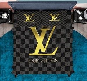 Louis Vuitton Customized Logo Brand Bedding Set Luxury Bedspread Bedroom Home Decor