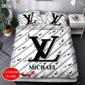 Louis Vuitton Customized Logo Brand Bedding Set Bedspread Bedroom Home Decor Luxury