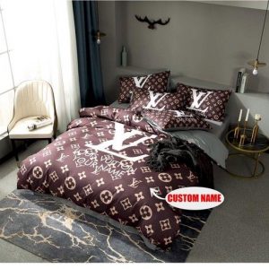 Louis Vuitton Customized Logo Brand Bedding Set Bedspread Home Decor Bedroom Luxury