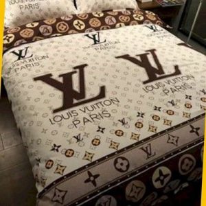 Louis Vuitton Customized Logo Brand Bedding Set Bedspread Home Decor Bedroom Luxury