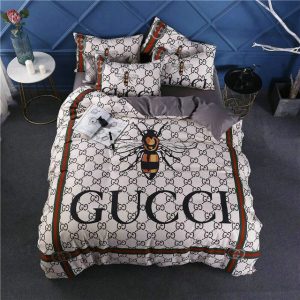 Gucci Logo Brand Bedding Set Home Decor Luxury Bedroom Bedspread