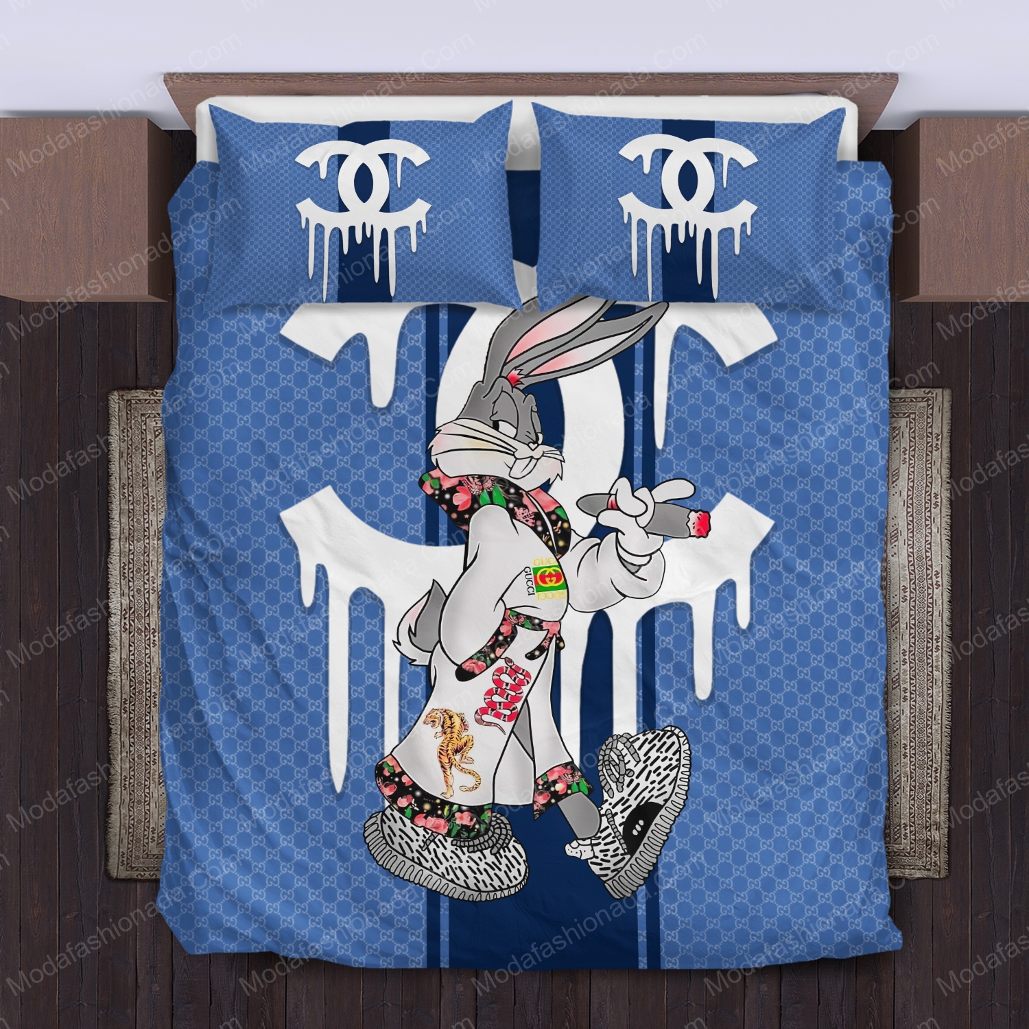 Bugs Bunny Guccitype Logo Brand Bedding Set Bedspread Home Decor Bedroom Luxury