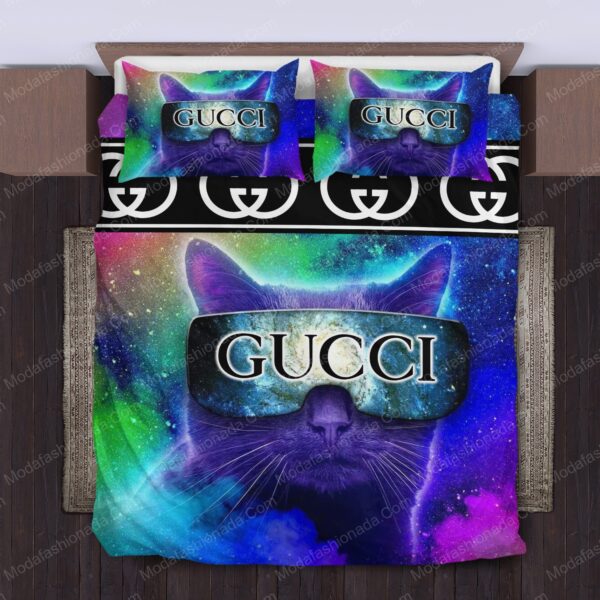 Cats Glasses Gucci Logo Brand Bedding Set Luxury Home Decor Bedspread Bedroom