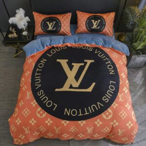 Louis Vuitton Logo Brand Bedding Set Luxury Home Decor Bedroom Bedspread