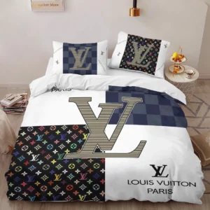 Louis Vuitton Logo Brand Bedding Set Home Decor Bedspread Bedroom Luxury