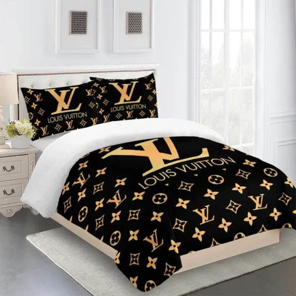 Louis Vuitton Logo Brand Bedding Set Home Decor Luxury Bedroom Bedspread