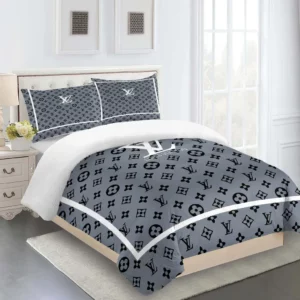 Louis Vuitton Logo Brand Bedding Set Bedspread Luxury Bedroom Home Decor