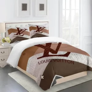 Louis Vuitton Logo Brand Bedding Set Luxury Home Decor Bedroom Bedspread