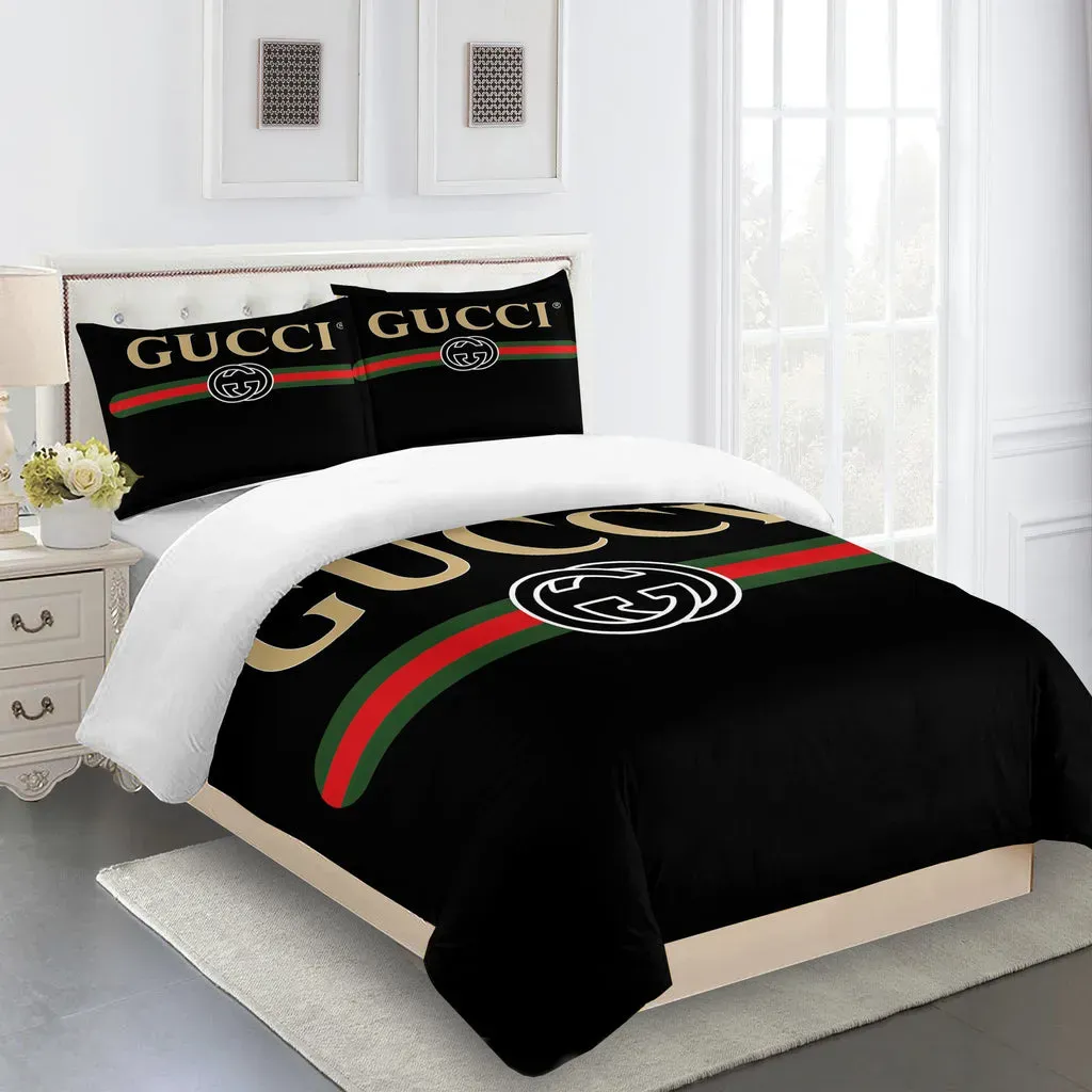 Gucci Logo Brand Bedding Set Home Decor Luxury Bedroom Bedspread