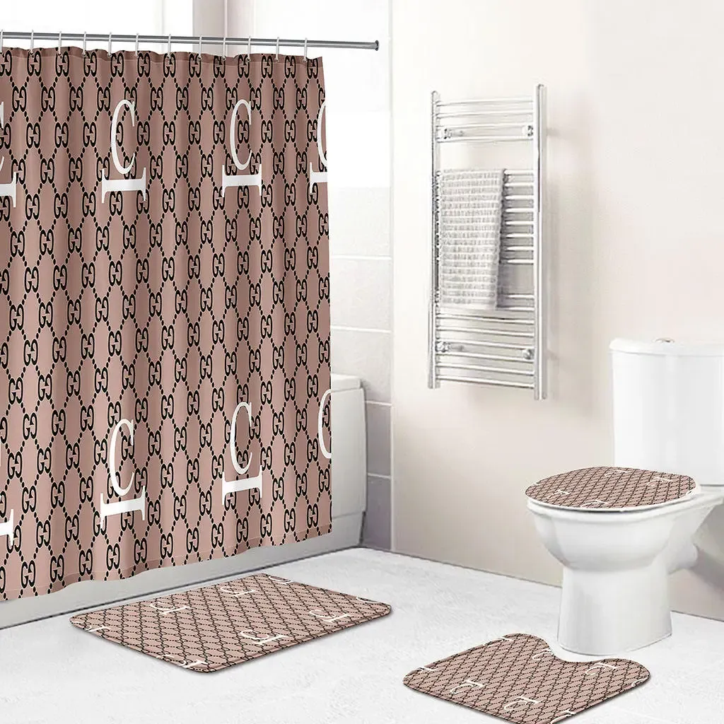 Gucci Beige Whitefull Bathroom Set Bath Mat Luxury Fashion Brand Home Decor Hypebeast