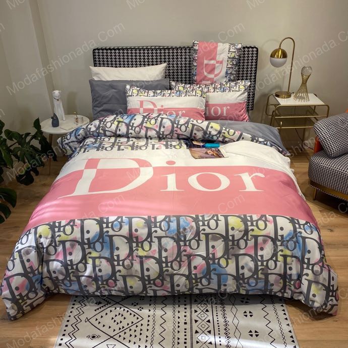 Christian Dior Logo Brand Bedding Set Home Decor Bedspread Luxury Bedroom