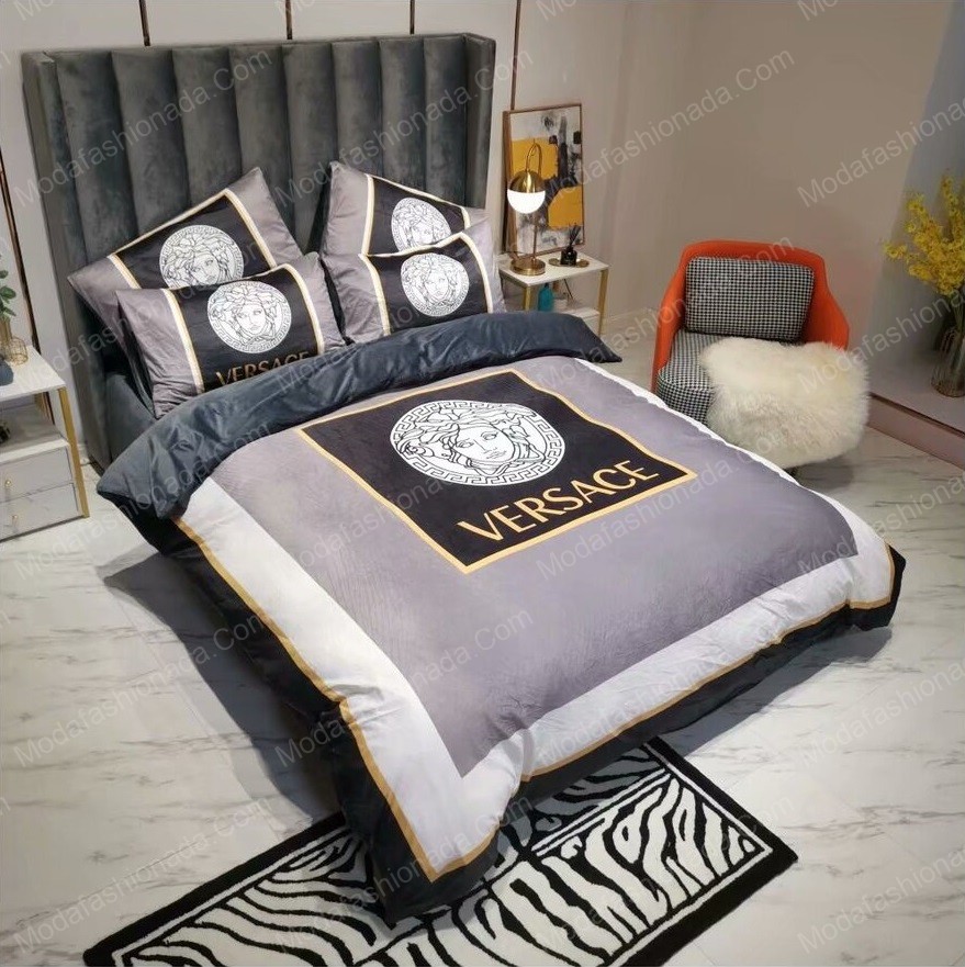 Versace Logo Brand Bedding Set Home Decor Bedroom Bedspread Luxury