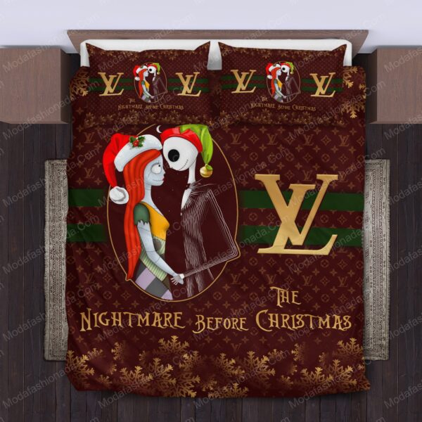 The Nightmare Before Chrismas Louis Vuitton Logo Brand Bedding Set Home Decor Bedspread Bedroom Luxury