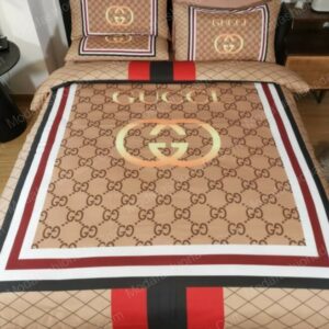 Gucci Logo Brand Bedding Set Luxury Home Decor Bedroom Bedspread