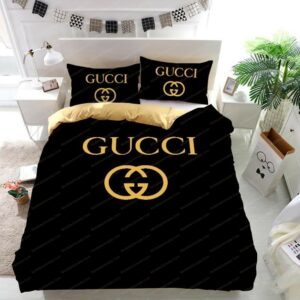 Gucci Logo Brand Bedding Set Bedroom Luxury Bedspread Home Decor