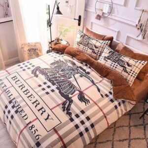 Burberry Established Ma Logo Brand Bedding Set Bedspread Luxury Bedroom Home Decor