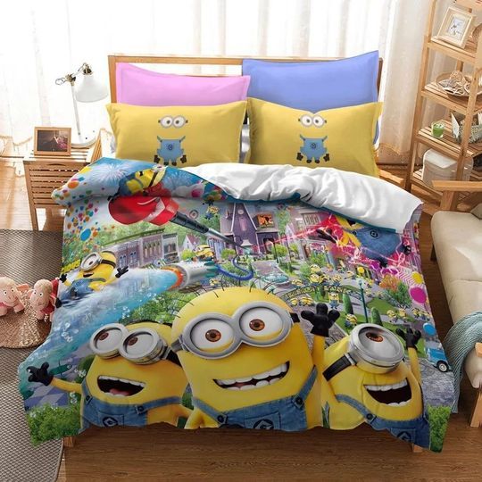 Despicable Me Minions Logo Brand Bedding Set Bedspread Bedroom Home Decor Luxury