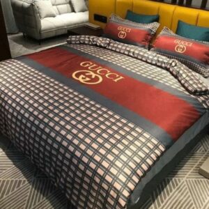 Gucci Logo Brand Bedding Set Bedspread Luxury Home Decor Bedroom