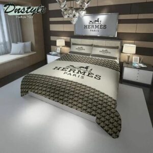 Hermes Paris Logo Brand Bedding Set Luxury Home Decor Bedspread Bedroom