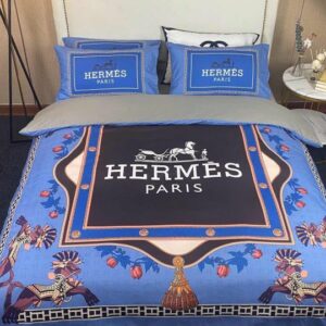 Hermes Paris Logo Brand Bedding Set Luxury Bedspread Home Decor Bedroom