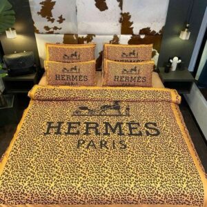 Hermes Paris Logo Brand Bedding Set Home Decor Bedroom Bedspread Luxury