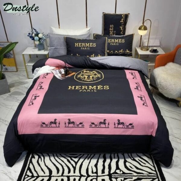 Hermes Paris Logo Brand Bedding Set Home Decor Bedroom Bedspread Luxury