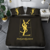 Yves Saint Laurent Logo Brand Bedding Set Bedspread Bedroom Luxury Home Decor