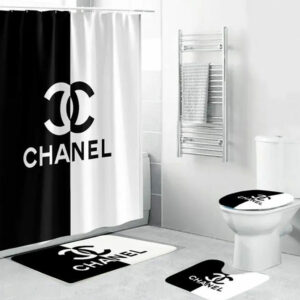 Chanel Black White Bathroom Set Bath Mat Luxury Fashion Brand Hypebeast Home Decor