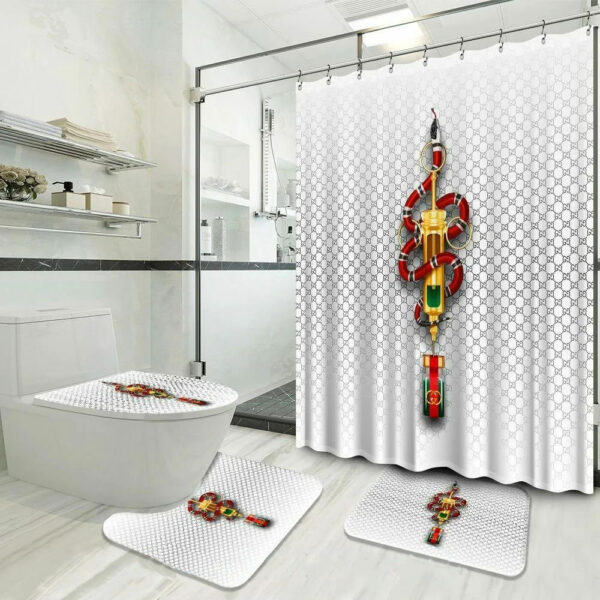 Gucci White Snake Bathroom Set Bath Mat Home Decor Luxury Fashion Brand Hypebeast