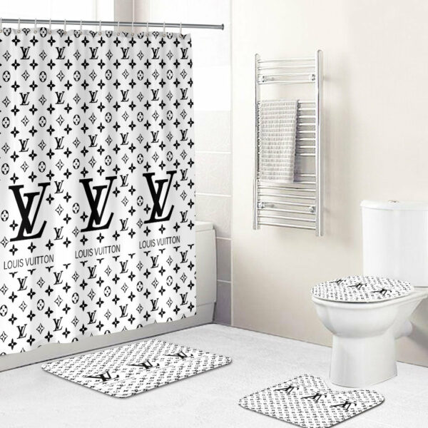 Louis Vuitton Lv White Bathroom Set Luxury Fashion Brand Hypebeast Home Decor Bath Mat