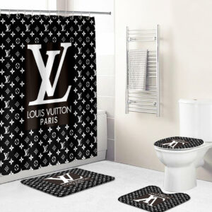 Louis Vuitton Lv Black Bathroom Set Home Decor Bath Mat Luxury Fashion Brand Hypebeast