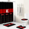 Louis Vuitton Lv Black Red Bathroom Set Bath Mat Hypebeast Luxury Fashion Brand Home Decor