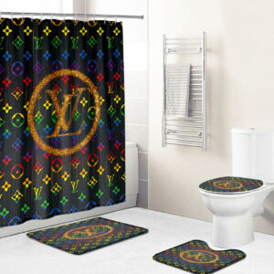 Louis Vuitton Lv Rainbow Bathroom Set Luxury Fashion Brand Hypebeast Home Decor Bath Mat