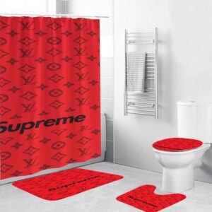 Louis Vuitton Lv Supreme Bathroom Set Bath Mat Hypebeast Luxury Fashion Brand Home Decor