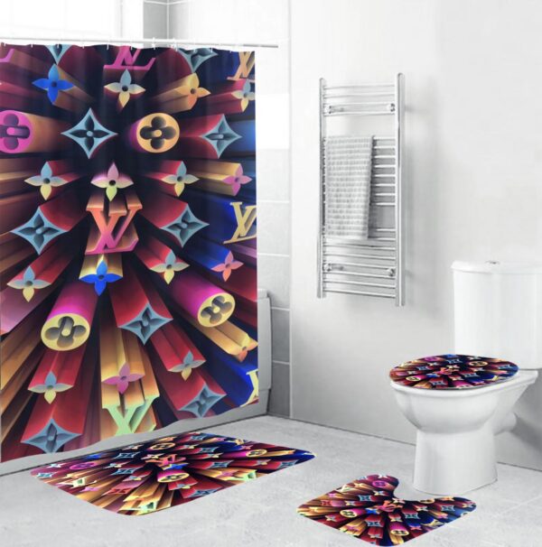 Louis Vuitton Lv Colorful Bathroom Set Bath Mat Hypebeast Home Decor Luxury Fashion Brand