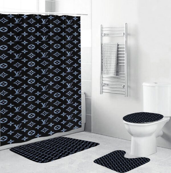 Louis Vuitton Lv Blue Bathroom Set Home Decor Hypebeast Luxury Fashion Brand Bath Mat