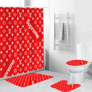 Louis Vuitton Lv Supreme Bathroom Set Bath Mat Luxury Fashion Brand Hypebeast Home Decor