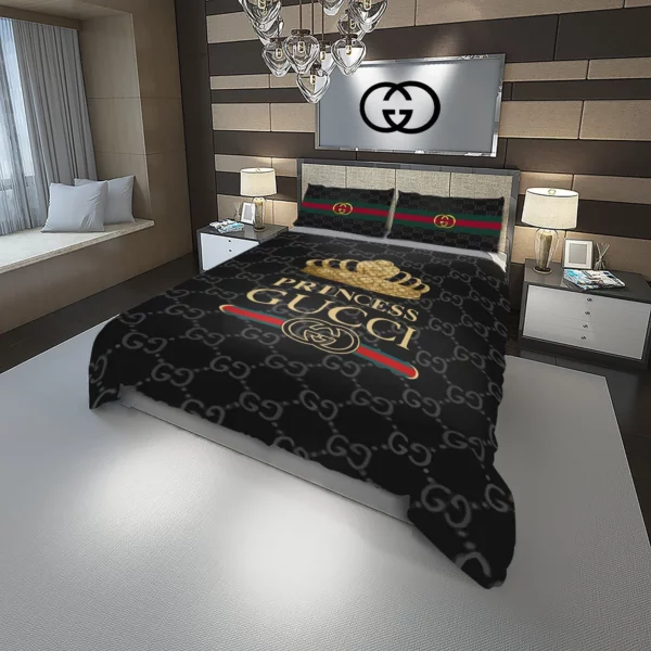 Gucci Princess Logo Brand Bedding Set Bedspread Bedroom Luxury Home Decor