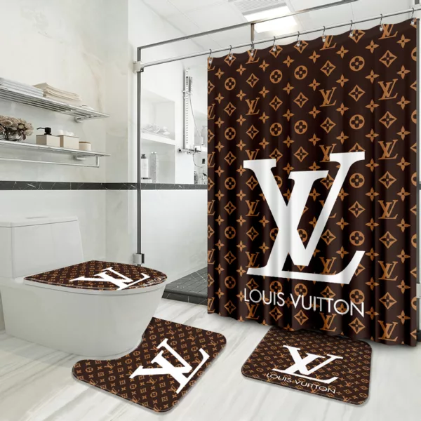 Louis Vuitton Brown Big Bathroom Set Luxury Fashion Brand Hypebeast Home Decor Bath Mat