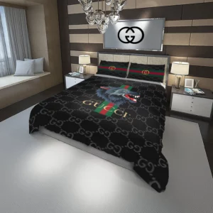 Gucci Wolf Logo Brand Bedding Set Luxury Home Decor Bedroom Bedspread